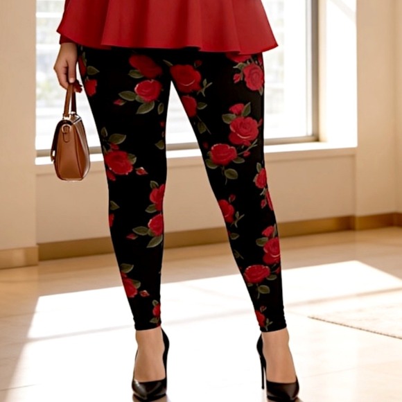 TORRID Roses Print Full Length Leggings w/Pockets NWT Size 3X - Picture 6 of 13